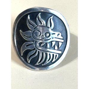 Vintage Triabal Mayan Aztec Dragon Sterling Silver 925 Unisex Ring Size 11